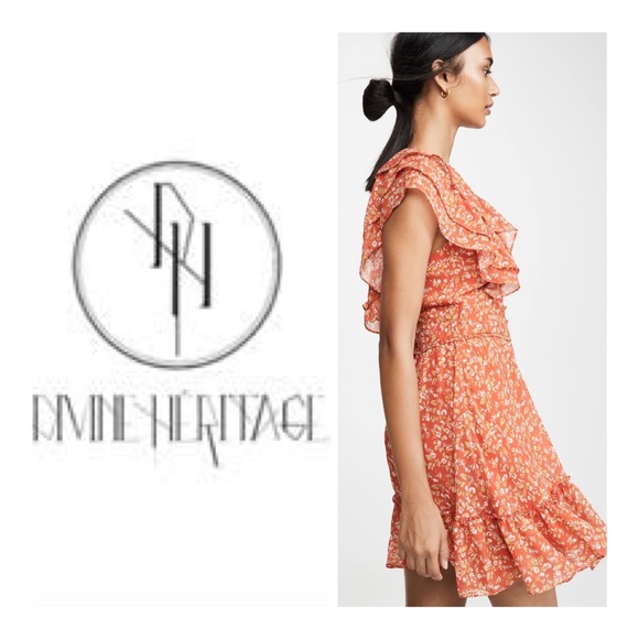 DEVINE HERITAGE NWT Short Sleeve Ruffle Dress in Strawberry Ditzy Floral - Picture 3 of 8